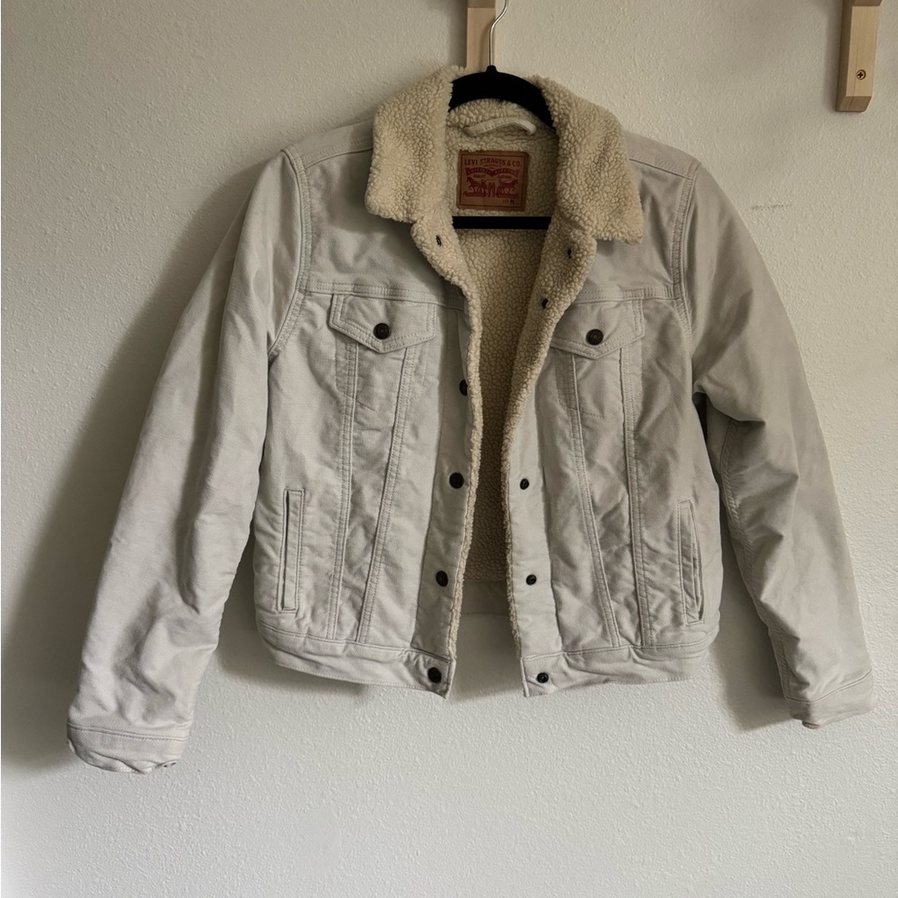 Levi's White Sherpa Corduroy Jacket